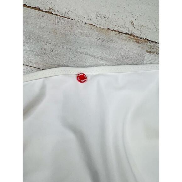 Red Carter Cali Cut White Pattern Side Tie Metal Tips Bikini Bottom Size Large - Picture 7 of 13